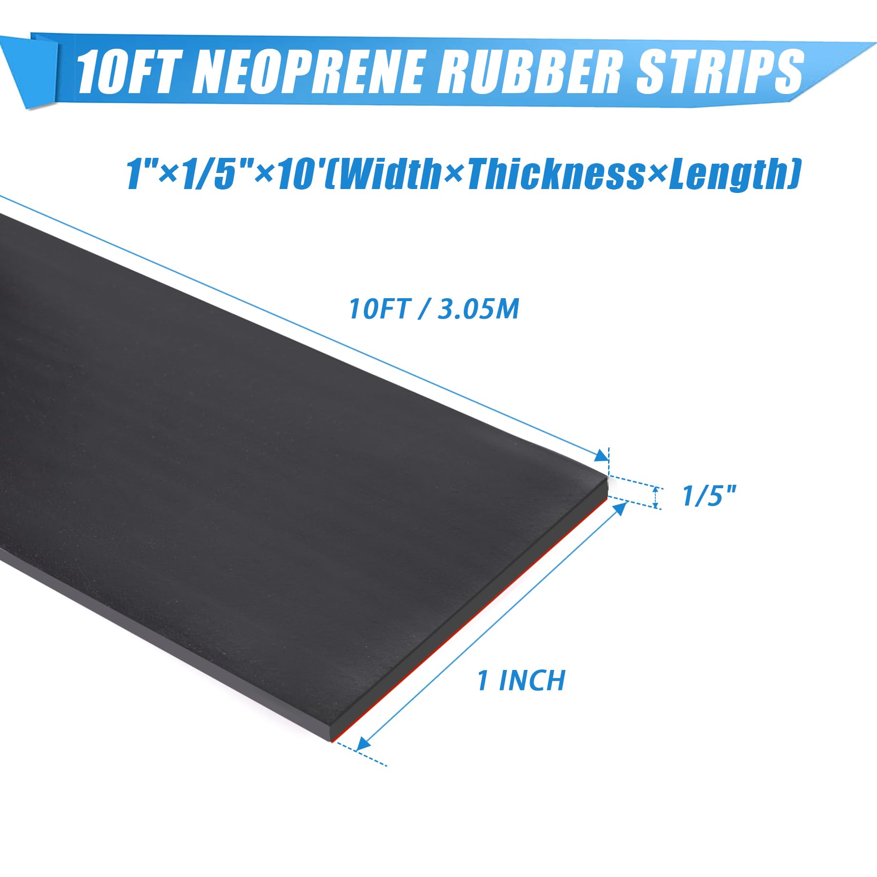 Neoprene Rubber Strips With Adhesive Backing (10 Foot)
