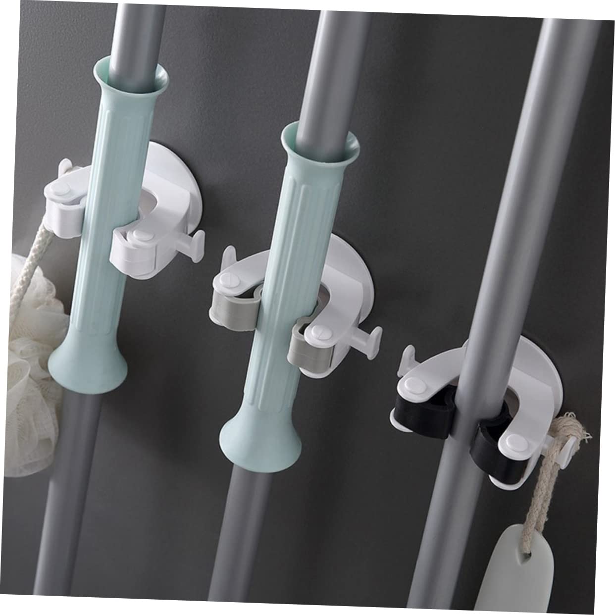3pcs Wall Mounted Broom Holder Heavy Duty Mop Organizer