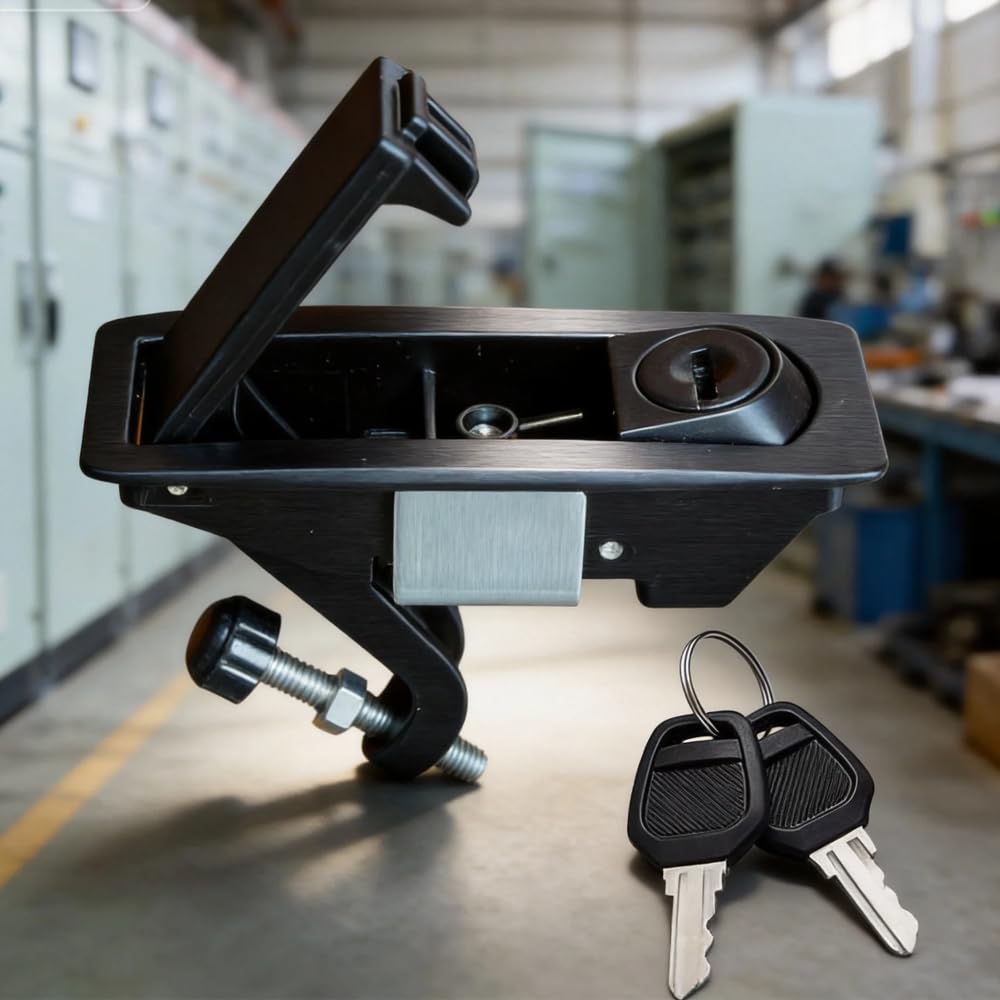 2PCS Compression Latch Lock Powder Coated Zinc Alloy Adjustable Lever Hand Operated Flush Lever Marine Applicable Door Thickness