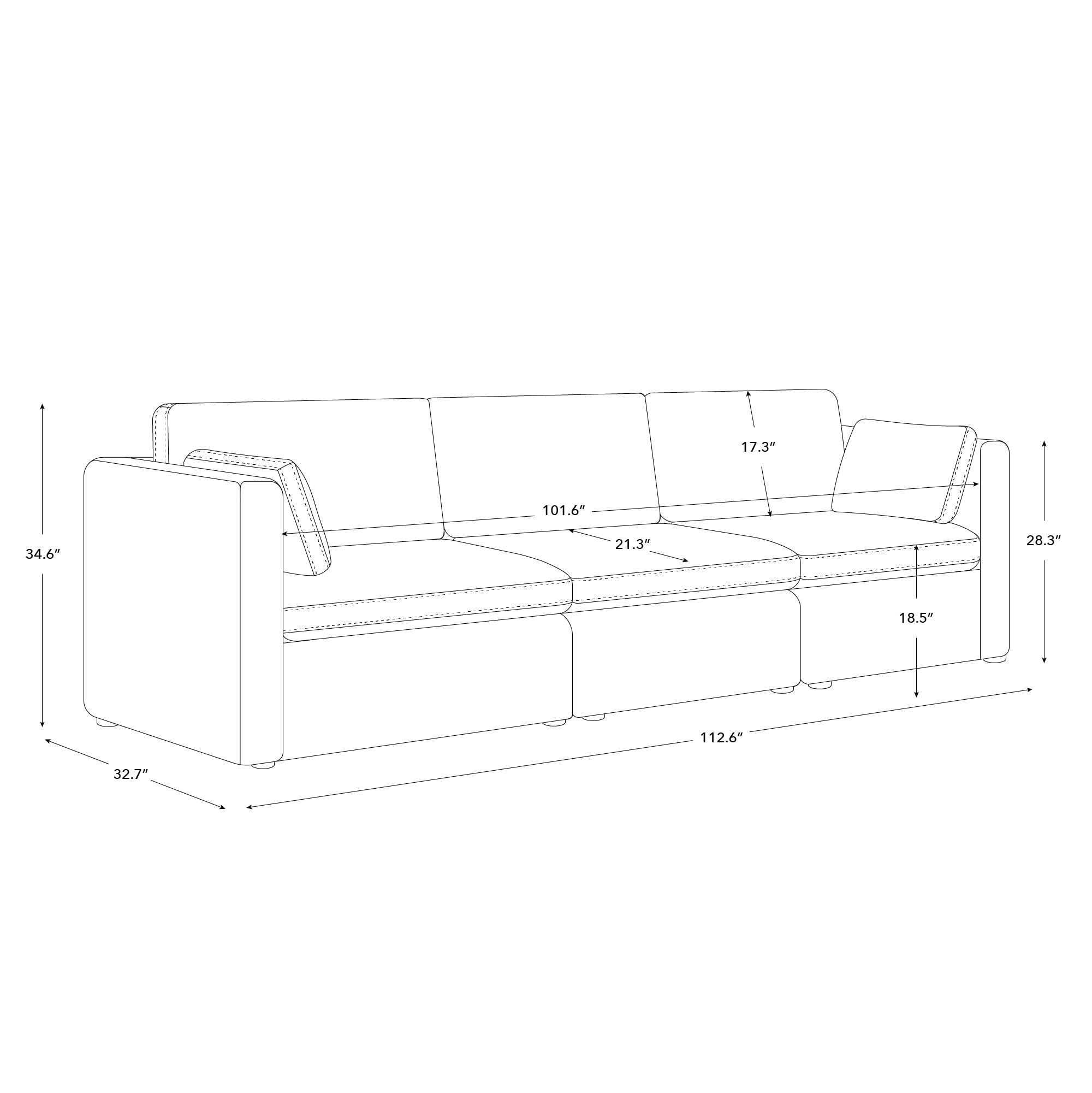 112" Modular Sectional Sofa