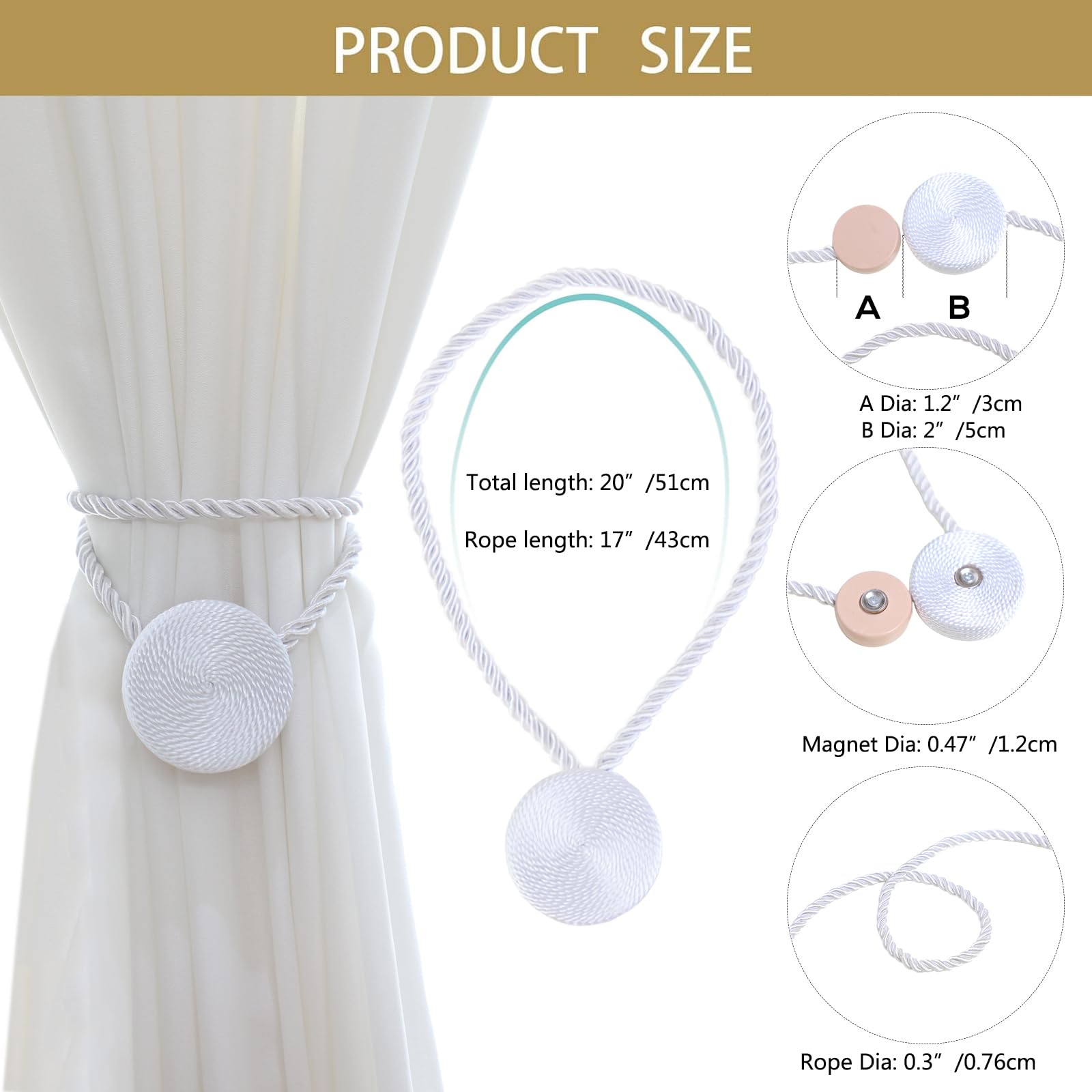 Magnetic Curtain Tiebacks (4 Count)