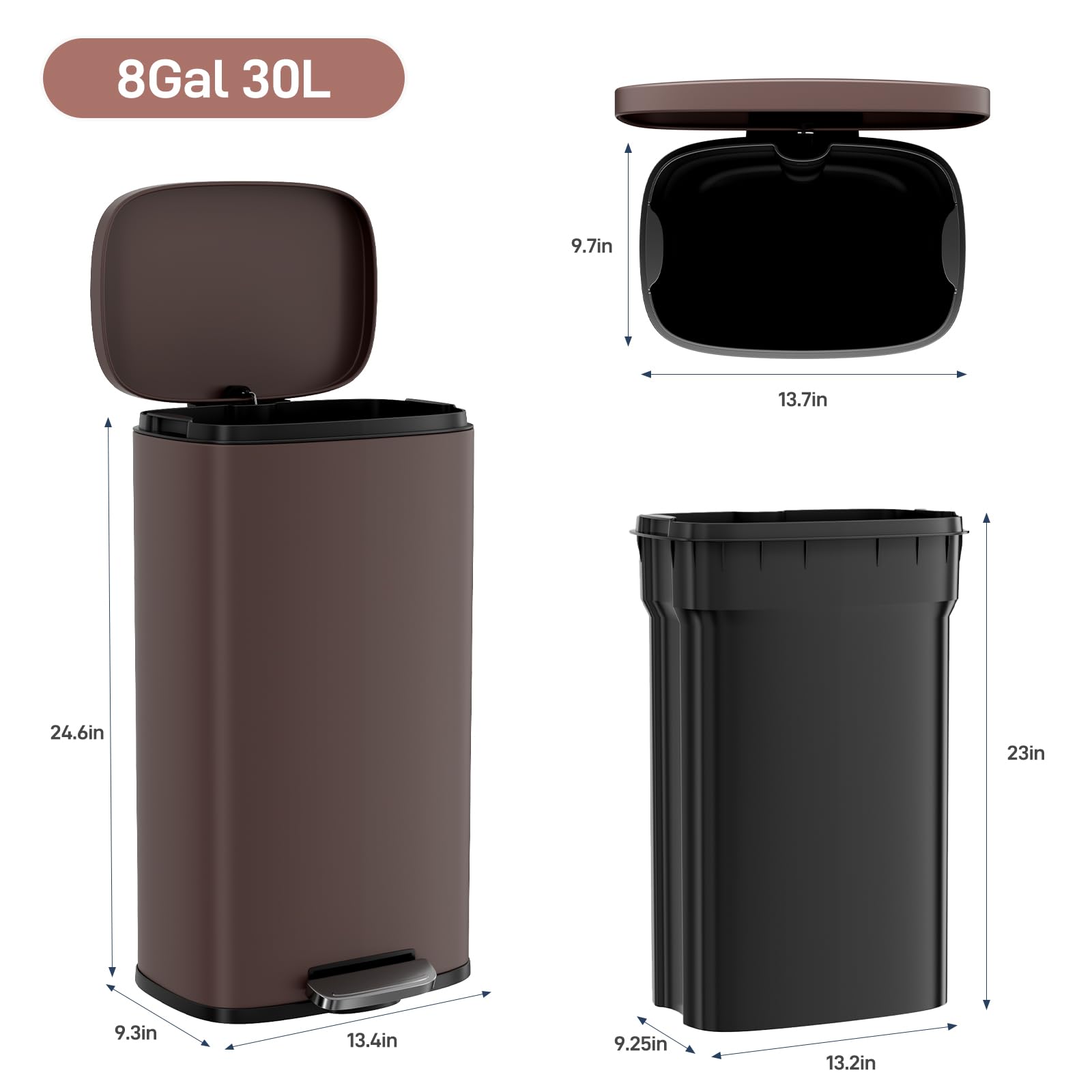 8 Gallon Step Kitchen Trash Can