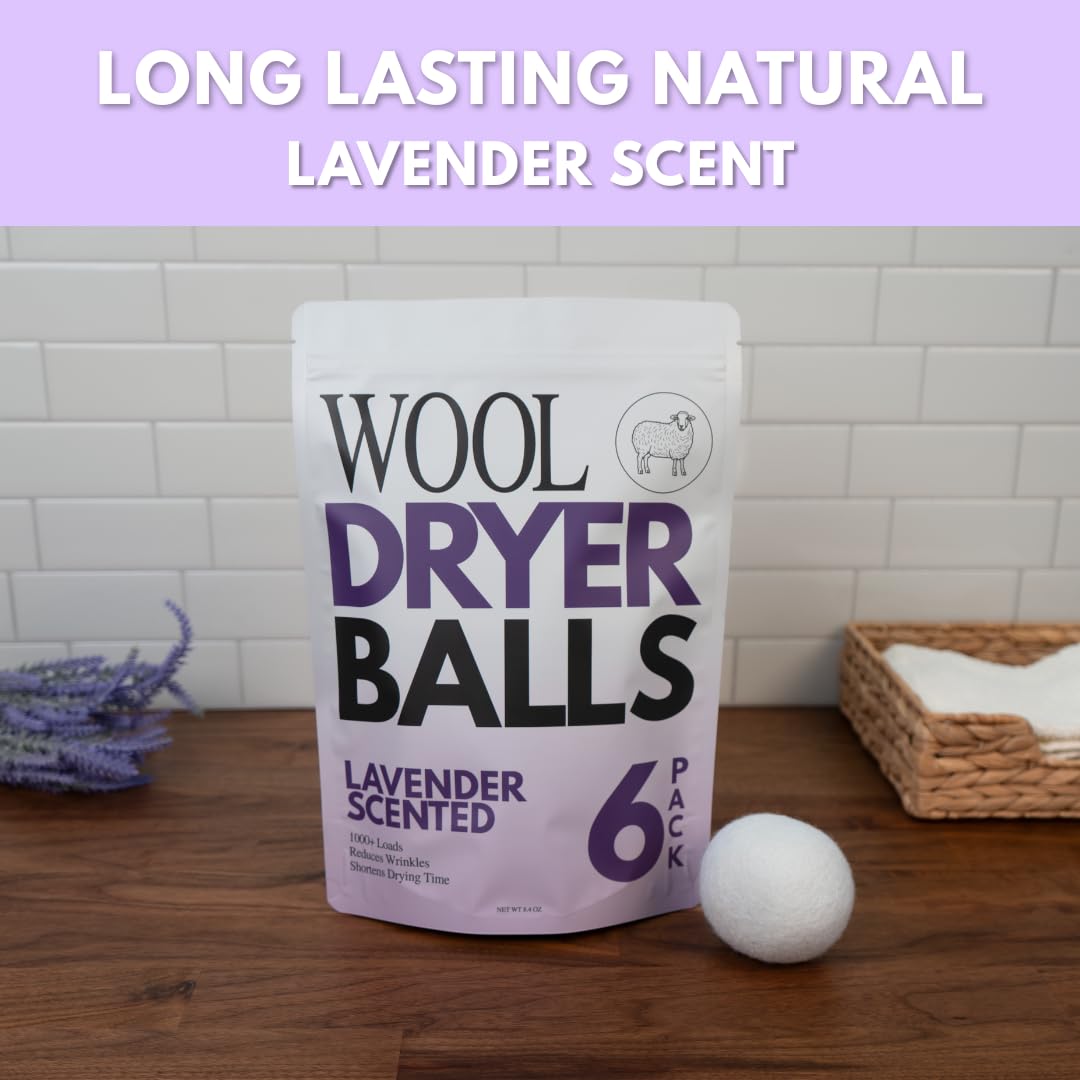 Lavender Scented Wool Dryer Balls (6 Count)