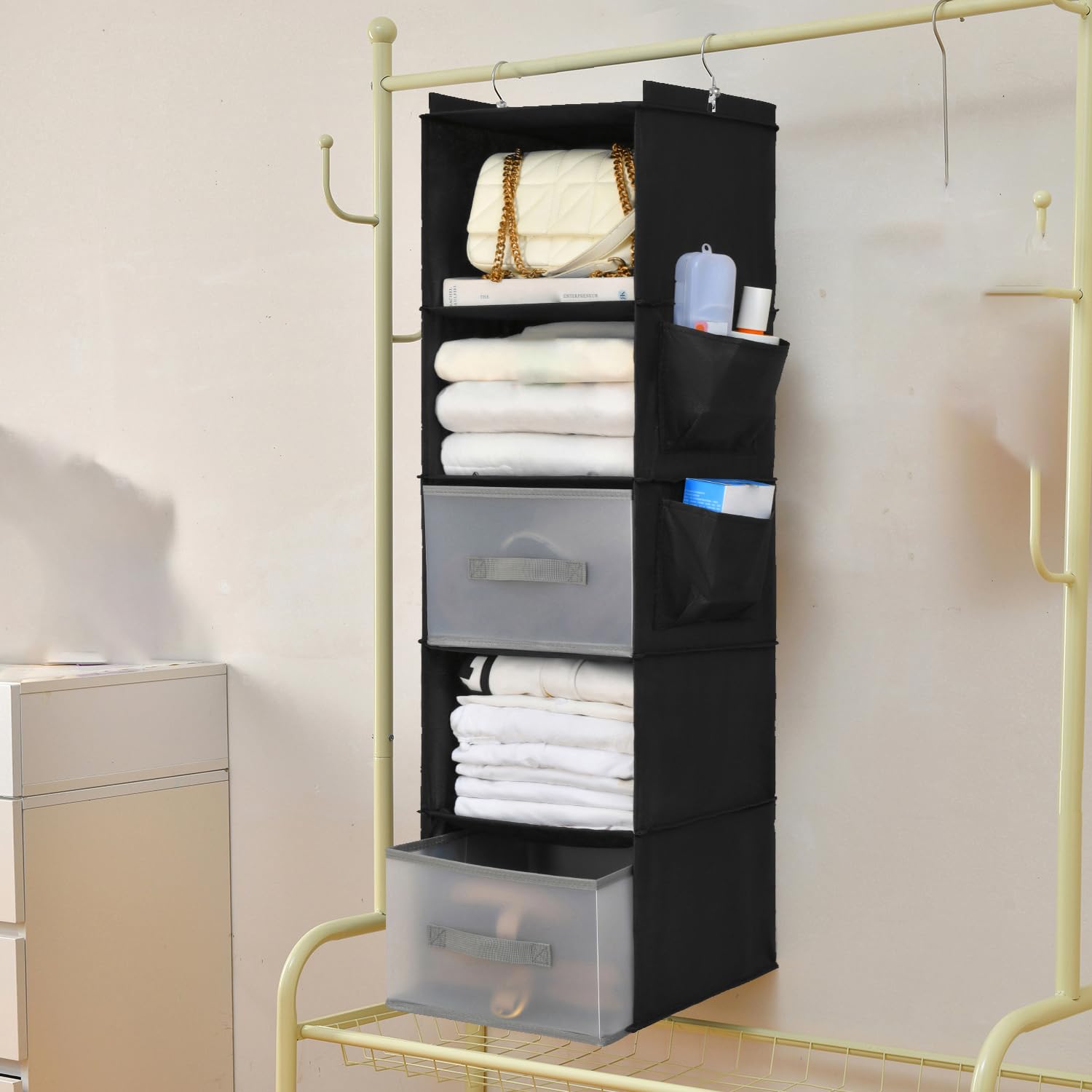 5 Layer Suspended Fabric Shelf Organizer