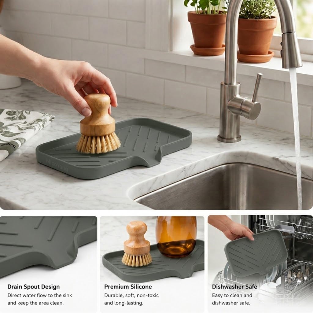Silicone Soap Dish with Drain Spout