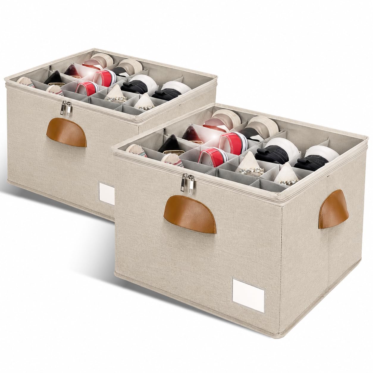 2 Pack Shoe Organizer for Closet Foldable Storage Box with Clear Cover (2 Count)