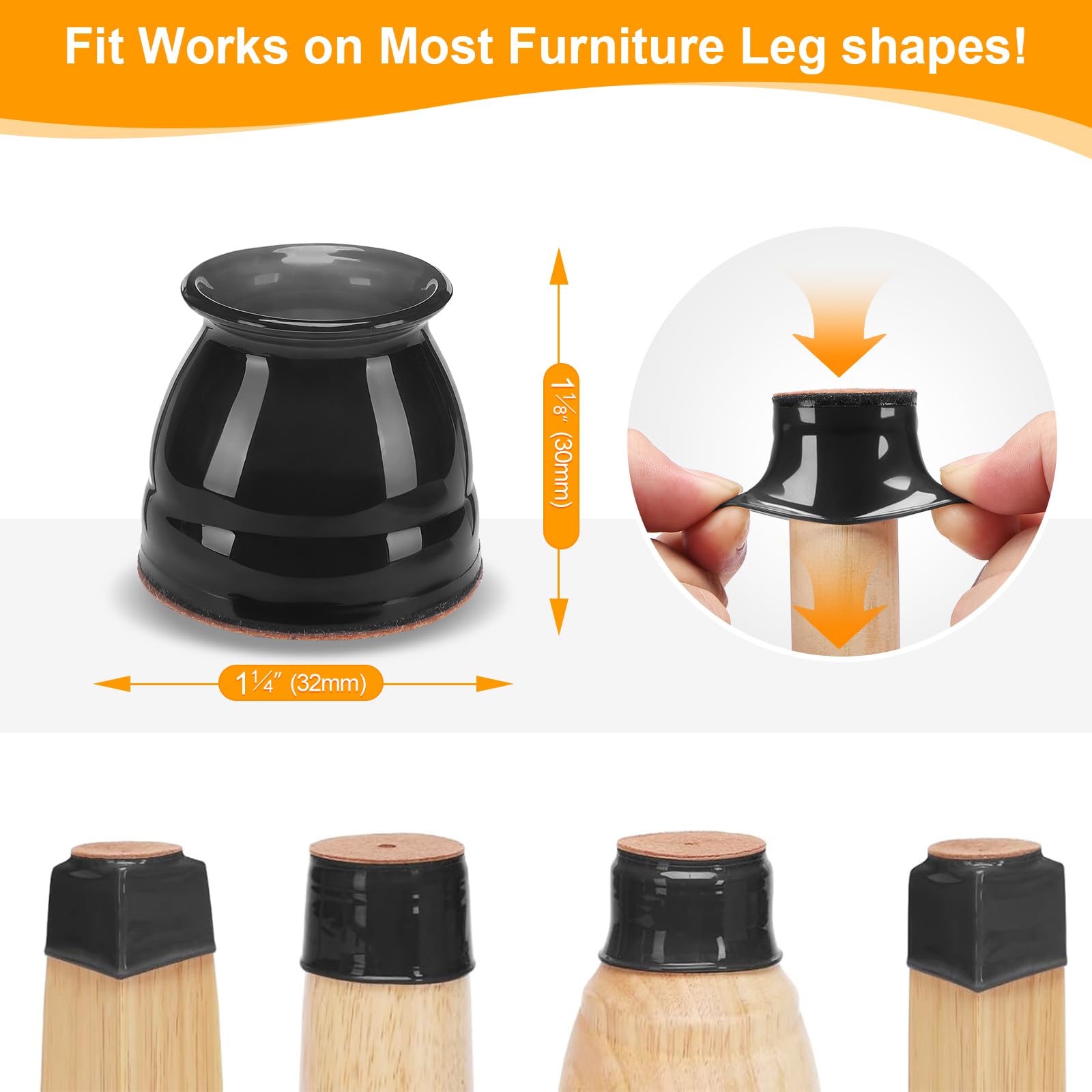 32 Pack Chair Leg Floor Protectors for Hardwood Floors (36 Count)
