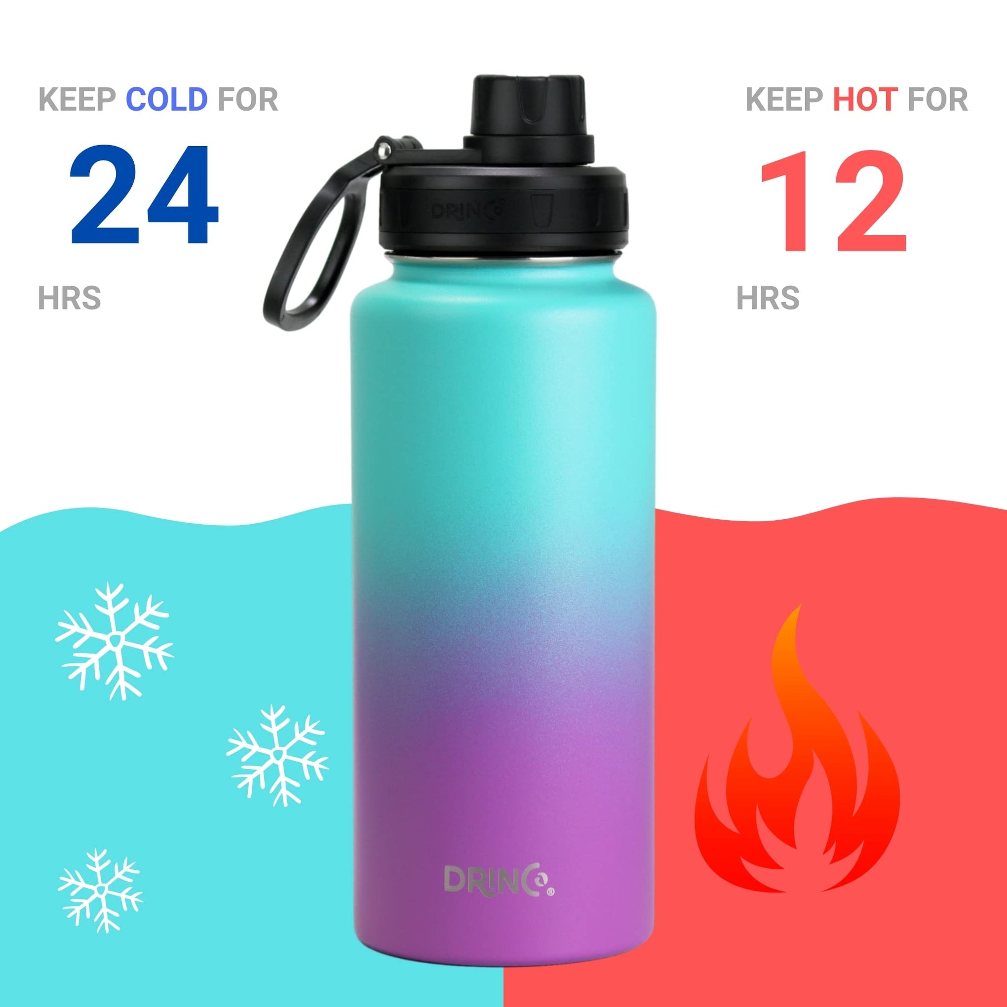 Stainless Steel Water Bottle Spout Lid Vacuum Insulated Double Wall Water Bottle Wide Mouth
