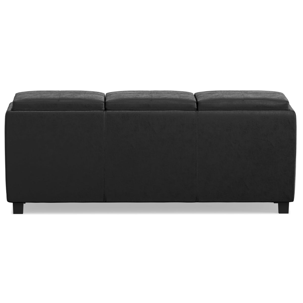 Avalon 42" Wide Linen Look Fabric Storage Ottoman in Slate Grey