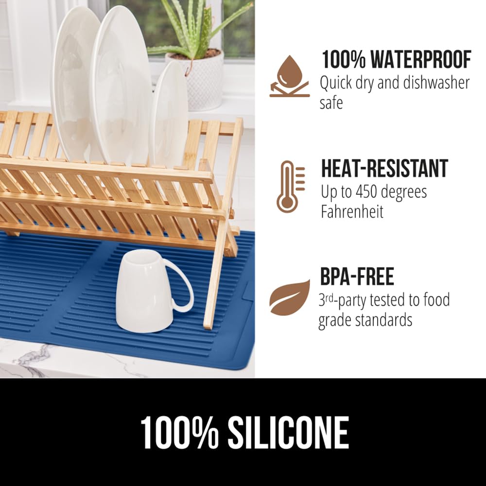 100% BPA Free Patented Silicone Dish Drying Mat for Kitchen Counter