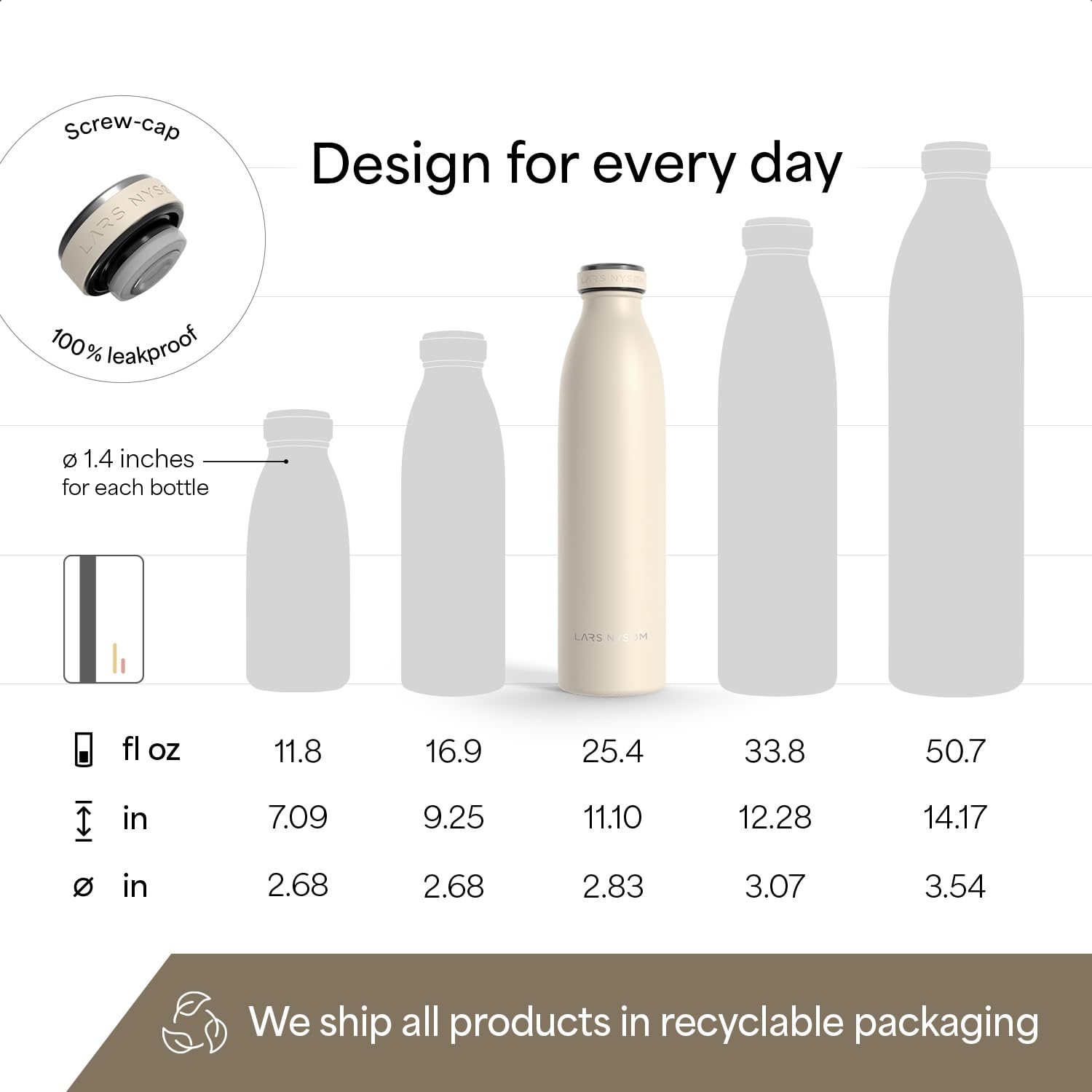Stainless Steel Insulated Water Bottle 12oz 17oz 25oz 34oz 51oz