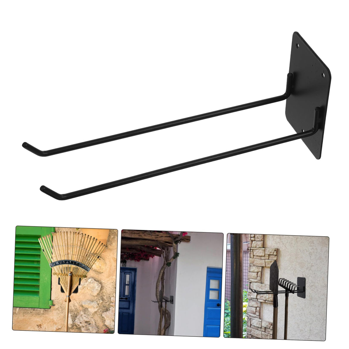 Wall Mount Broom Holder Garden Tool Organizer for Rakes Mops Hoses More Stylish Storage Rack with Screw for Indoor Outdoor Use