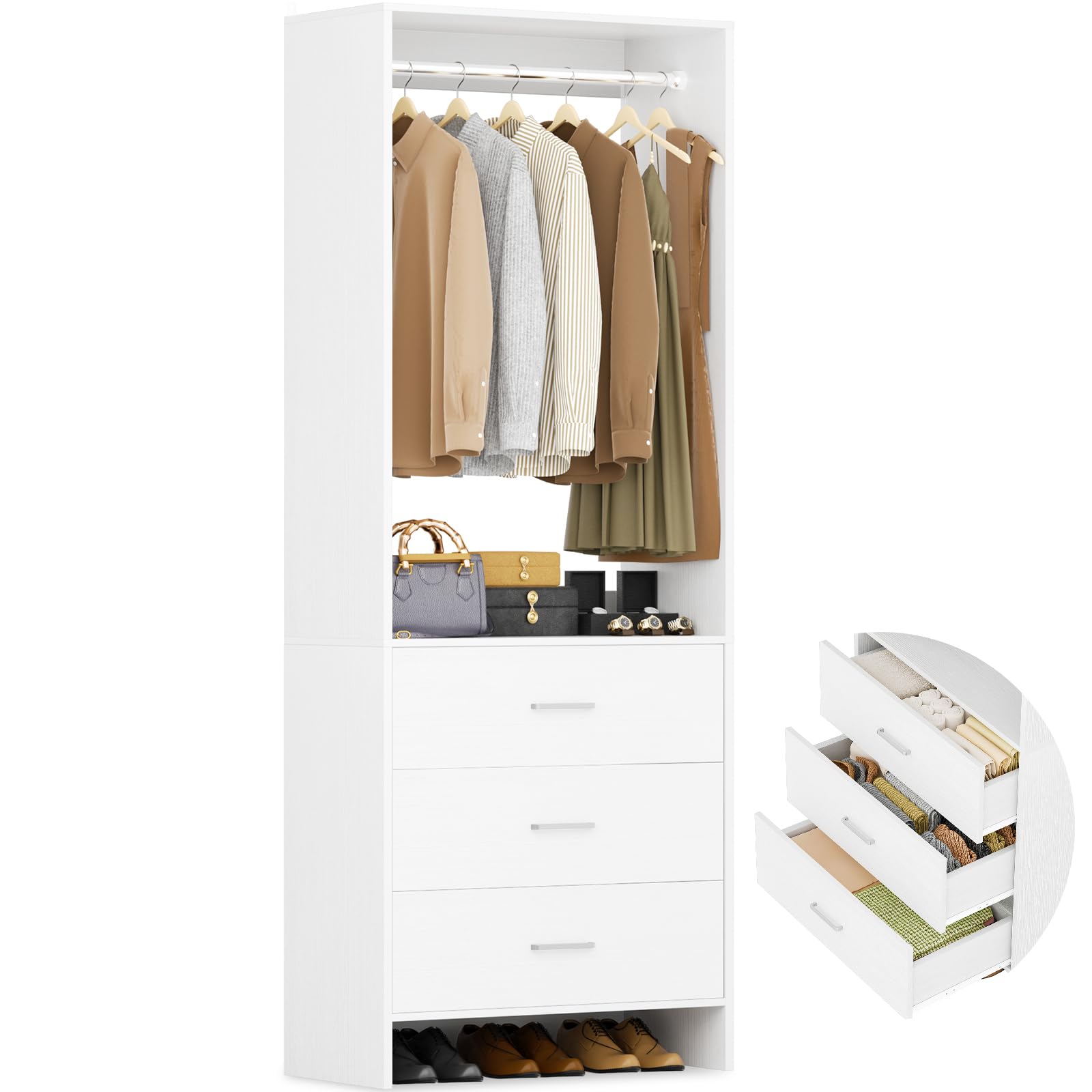 2FT Closet System with 3 Drawers