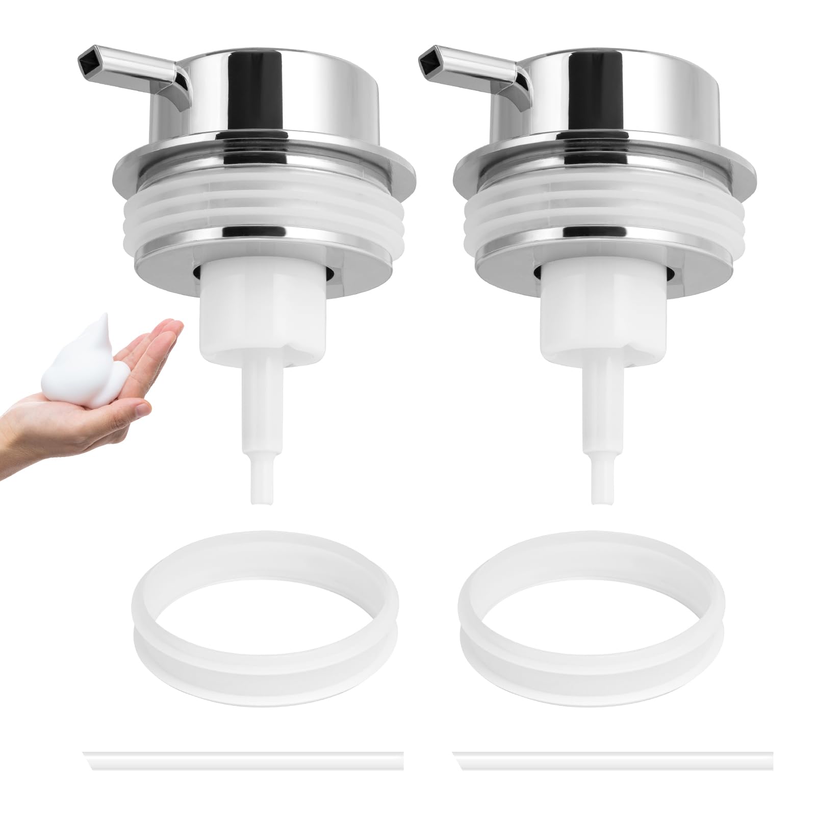 Foam Soap Dispenser Pump 2pcsHead Replacement Spare Plastic Pump Bathroom Countertop (2 Count)