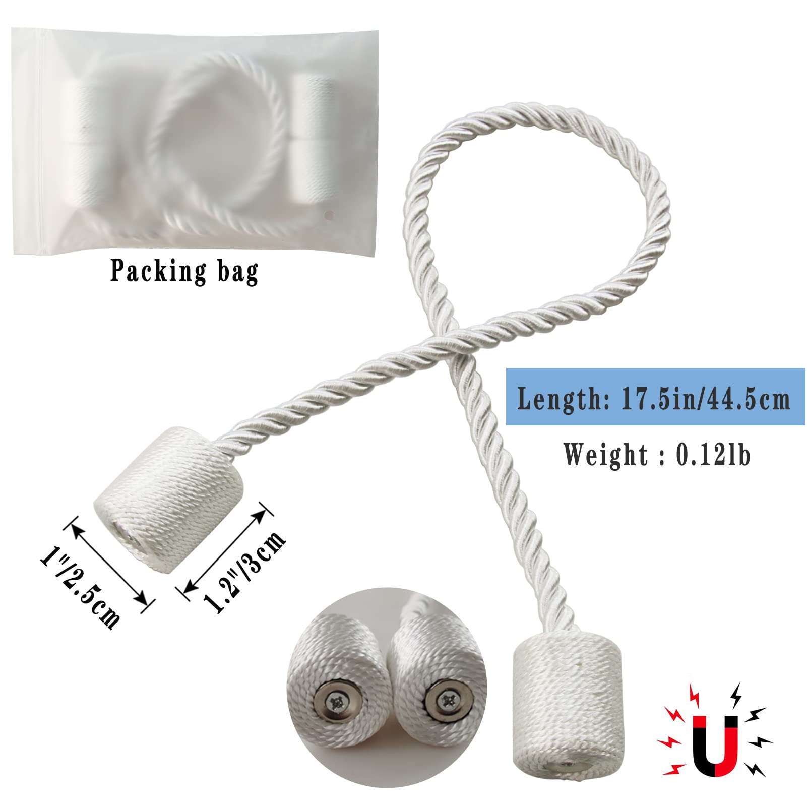 Magnetic Curtain Tiebacks Decorative Holdbacks Rope Tie Back Drapes Hangtty
