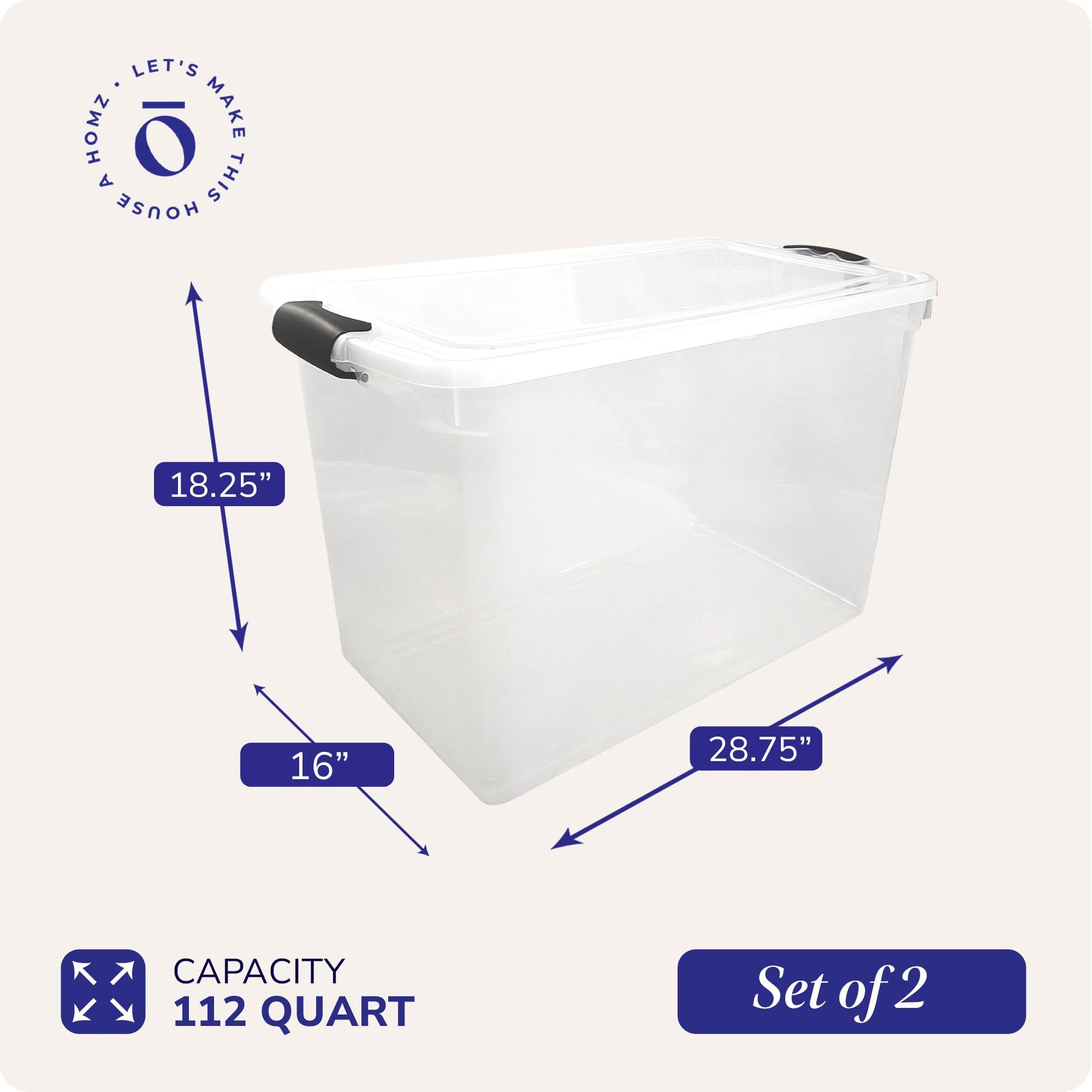 Clear Plastic Storage Bins w (2 Count)