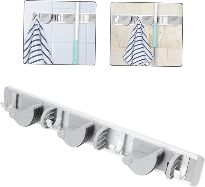 Space Aluminum Mop Hook Broom Hanger for Wall Dust Mop Handle Organizer