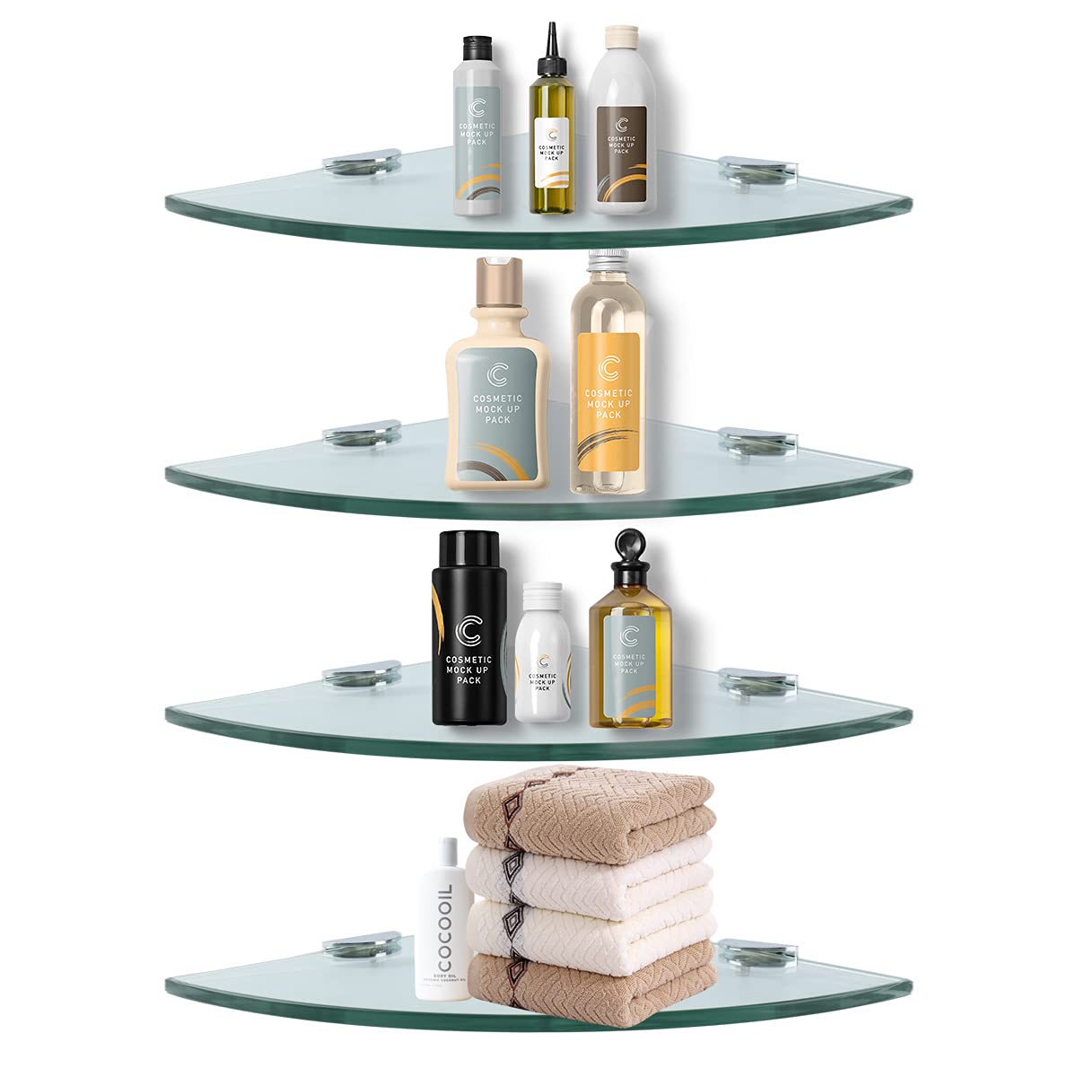Corner Glass Shower Caddy 4 Pack 8MM (4 Count)