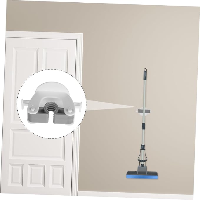 SAFIGLE Abs Mop Holder Wall Mount Drilling Broom Rack Mop Clip for Home Office Restaurant Hotel Random Color