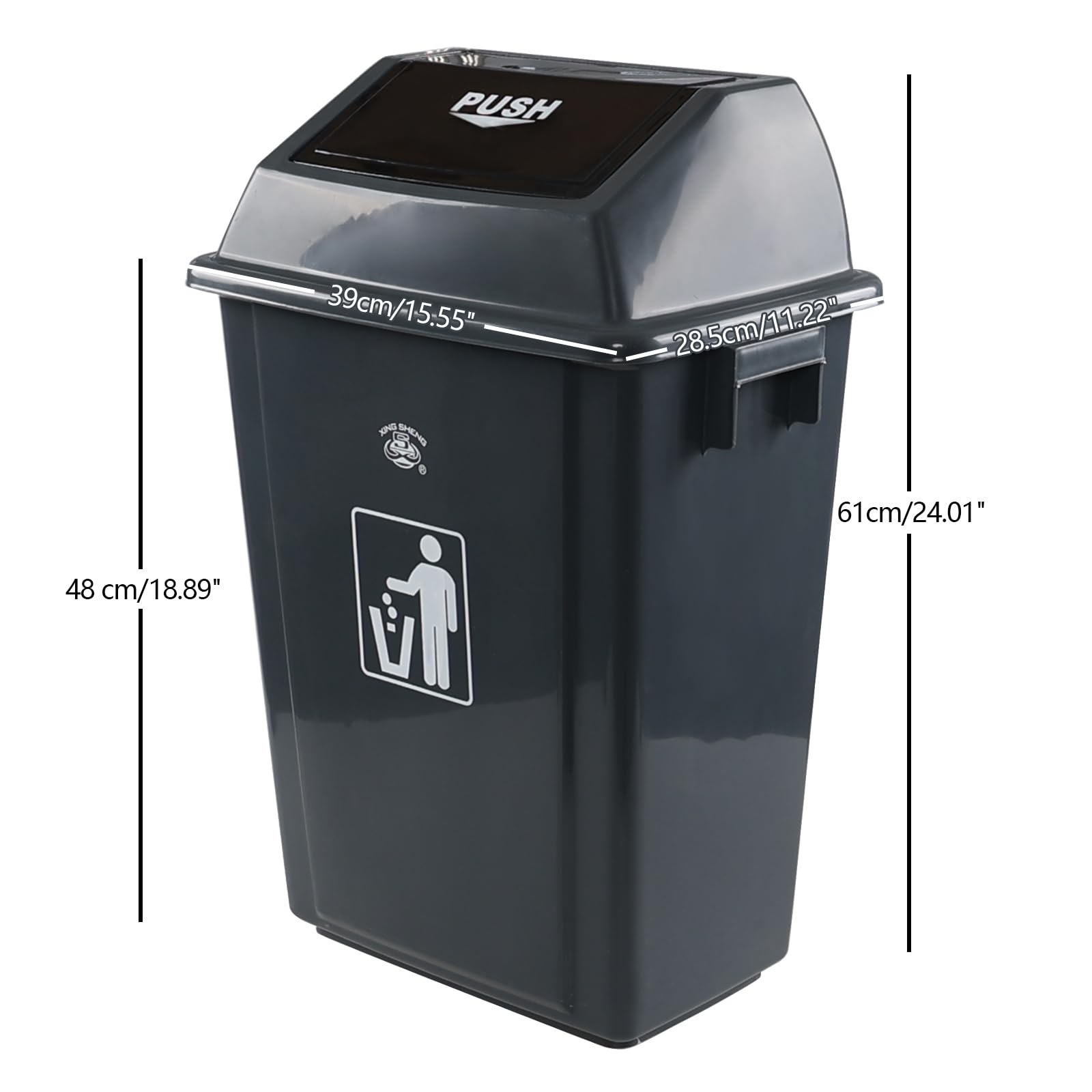 13 Gallon Plastic Kitchen Trash Can with Swing Lid (4 Count)