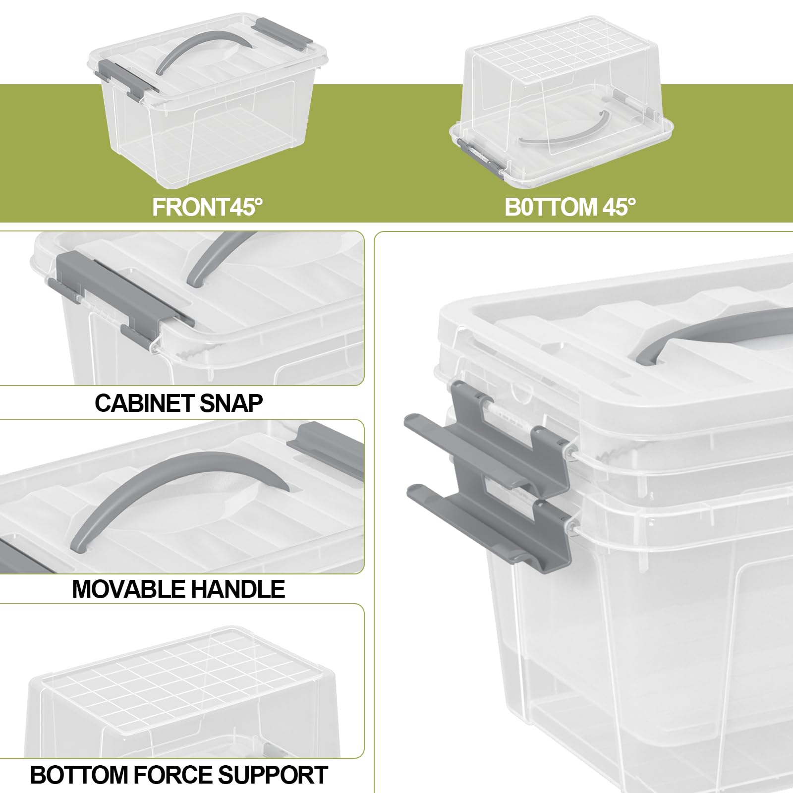 6L Clear Storage Latch Bins (6 Count)