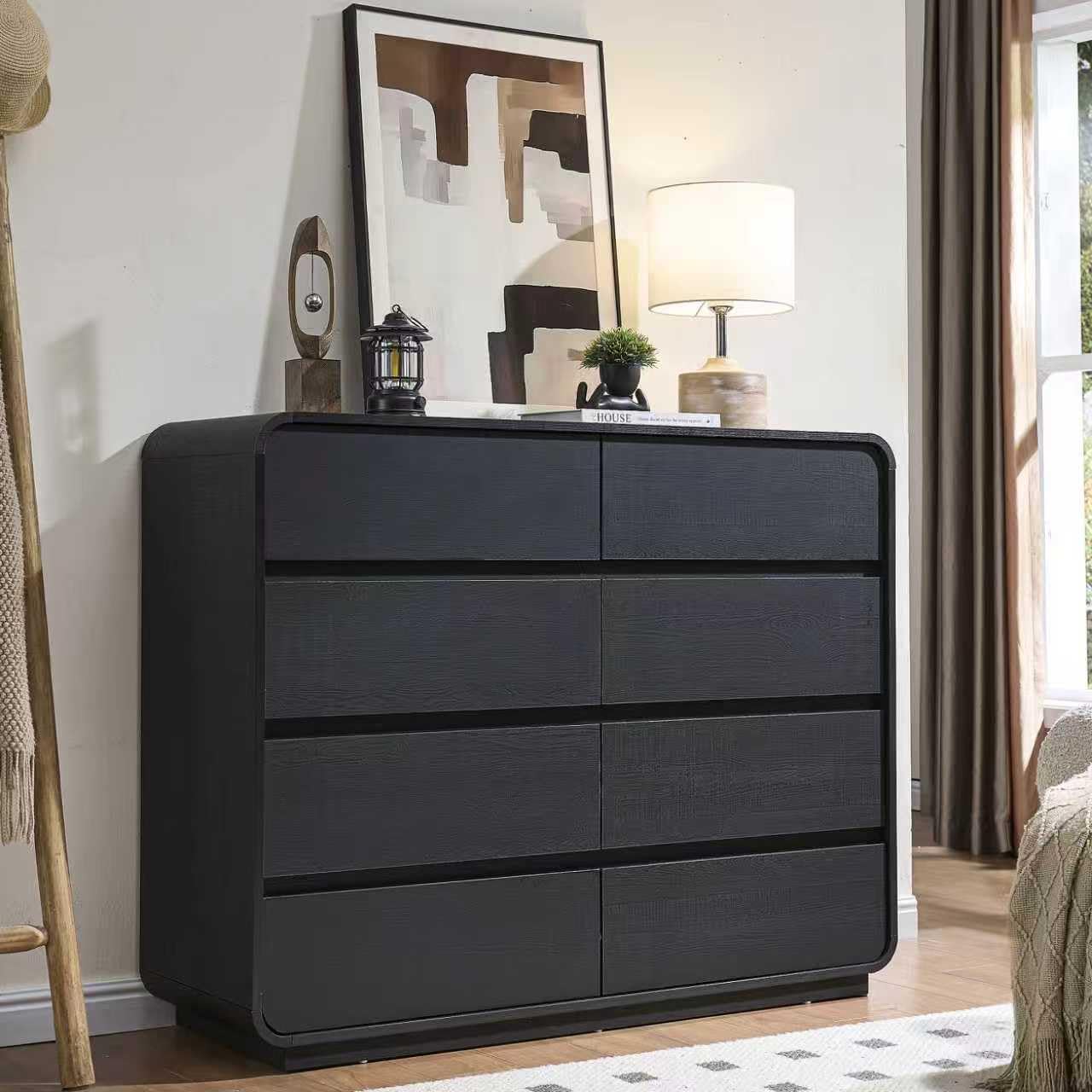Black Dresser with 8 Drawers