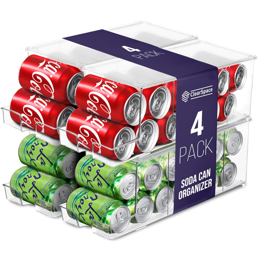 Soda Can Organizer Dispenser for Refrigerator (4 Count)