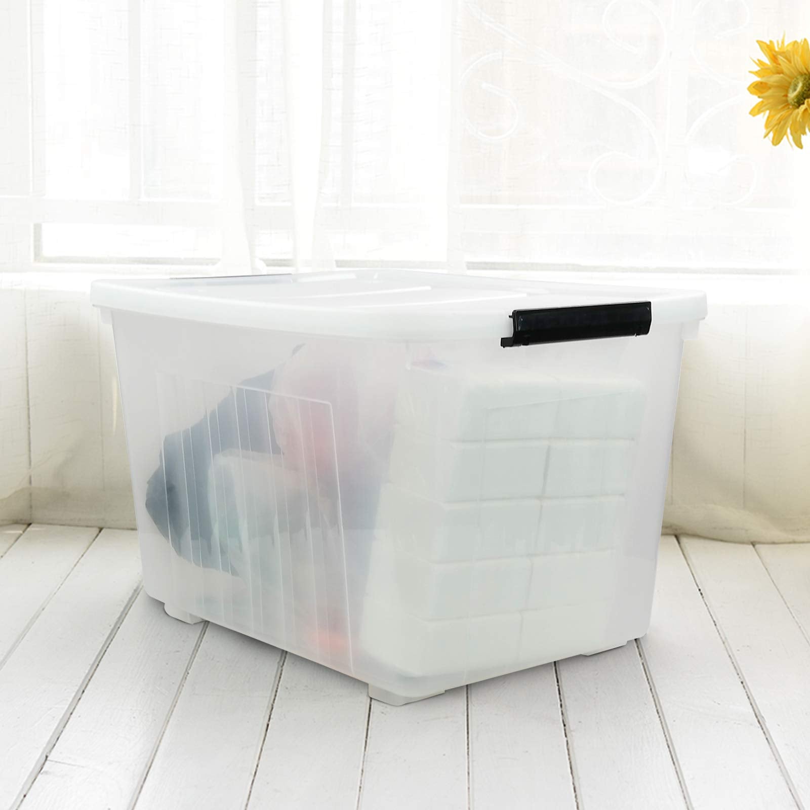 70 Qt Clear Latching Plastic Storage Containers with Lids (4 Count)