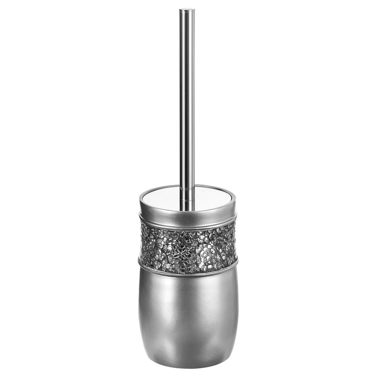 Crackled Glass Toilet Brush with Holder