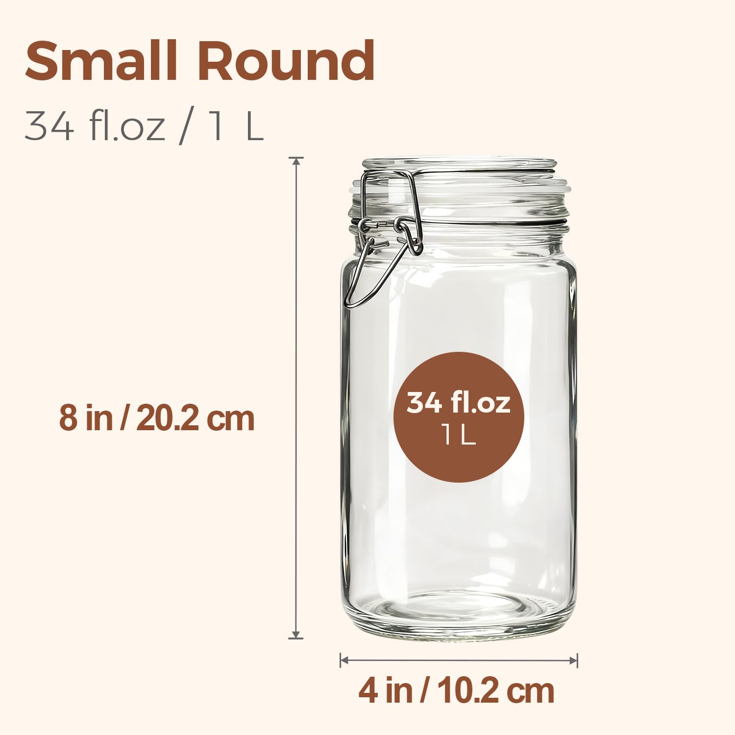 Glass Pantry Jars with Airtight Lids 34 oz 3 Pack Coffee Canisters (3 Count)