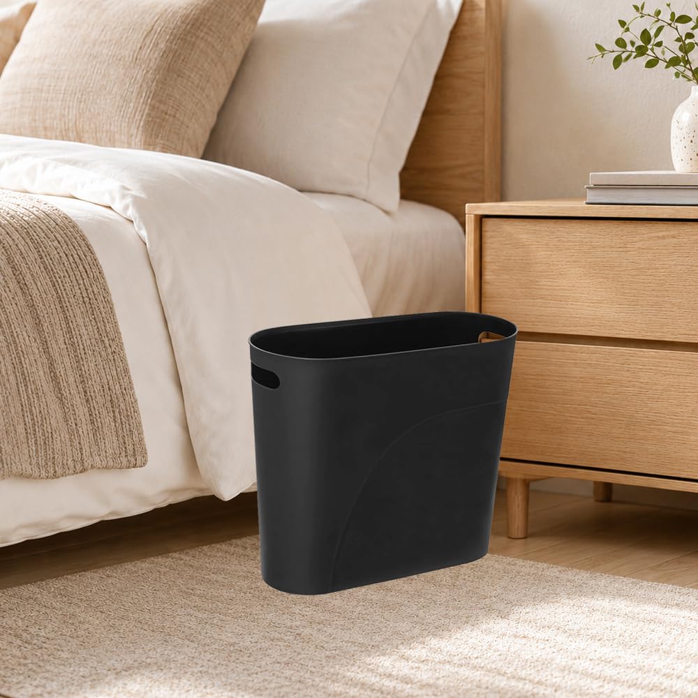 Small Trash Can Plastic Bathroom Wastebasket 3.2 Gallon Slim Garbage Container Bin with Handle for Home Kitchen Bathroom Bedroom Office (2 Count)