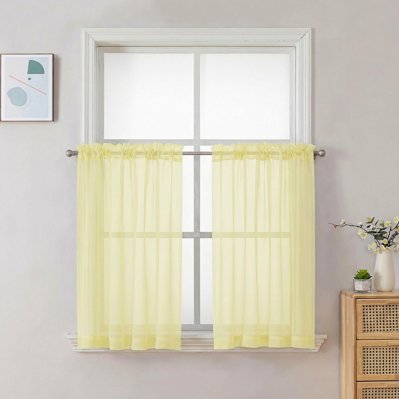 Sheer Curtains 36 inch Length 2 Panels Set (2 Count)