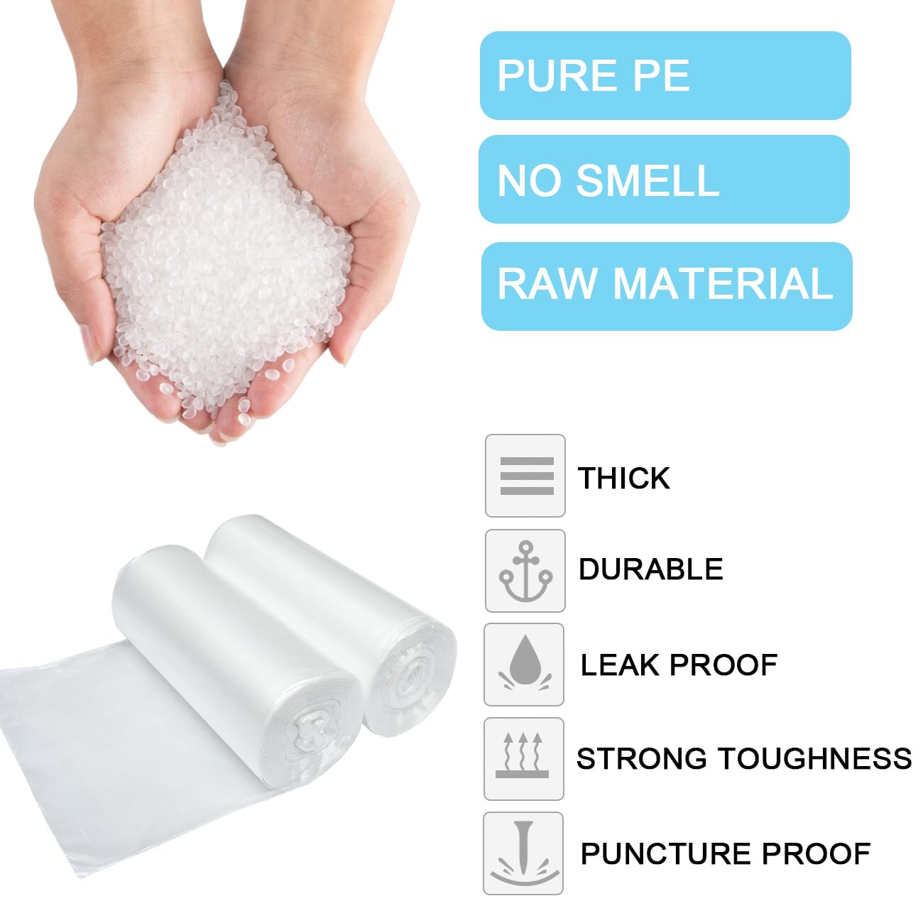 2 Gallon Small Plastic Trash Bags (100 Count)