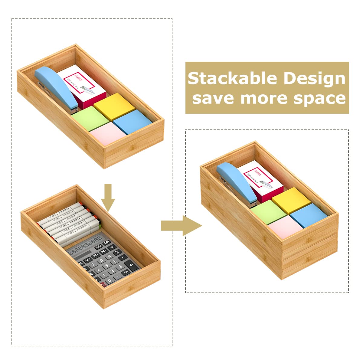 Bamboo Kitchen Drawer Organizer 12"x 6" (2 Count)