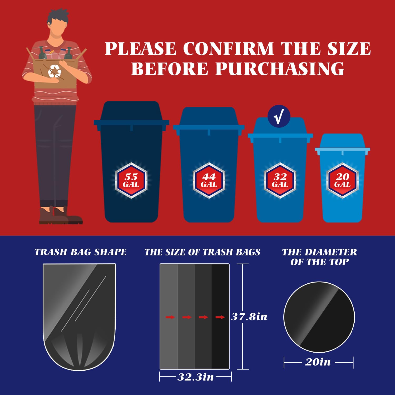 Large Black Trash Bags 30 (300 Count)