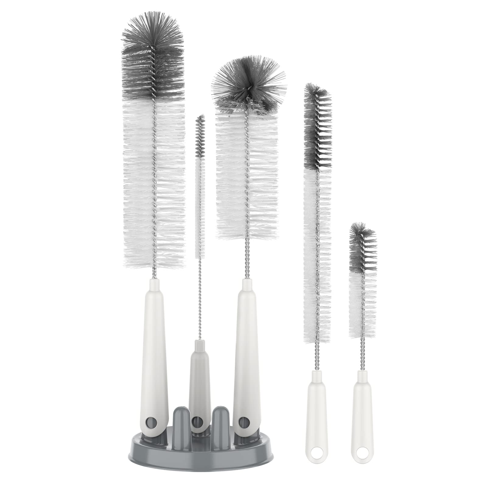 5 Pack Bottle Brush Cleaning Set with Storage Holder (5 Count)
