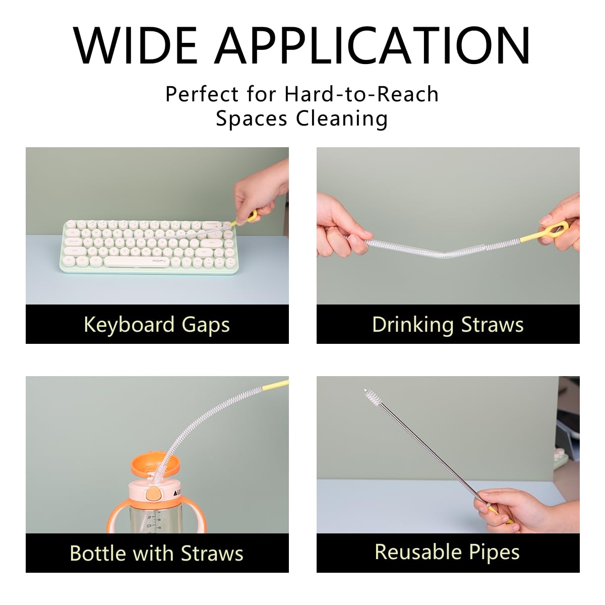 Straw Clean Brush Extra Long Straw Tube Brushes for Cleaning (4 Count)