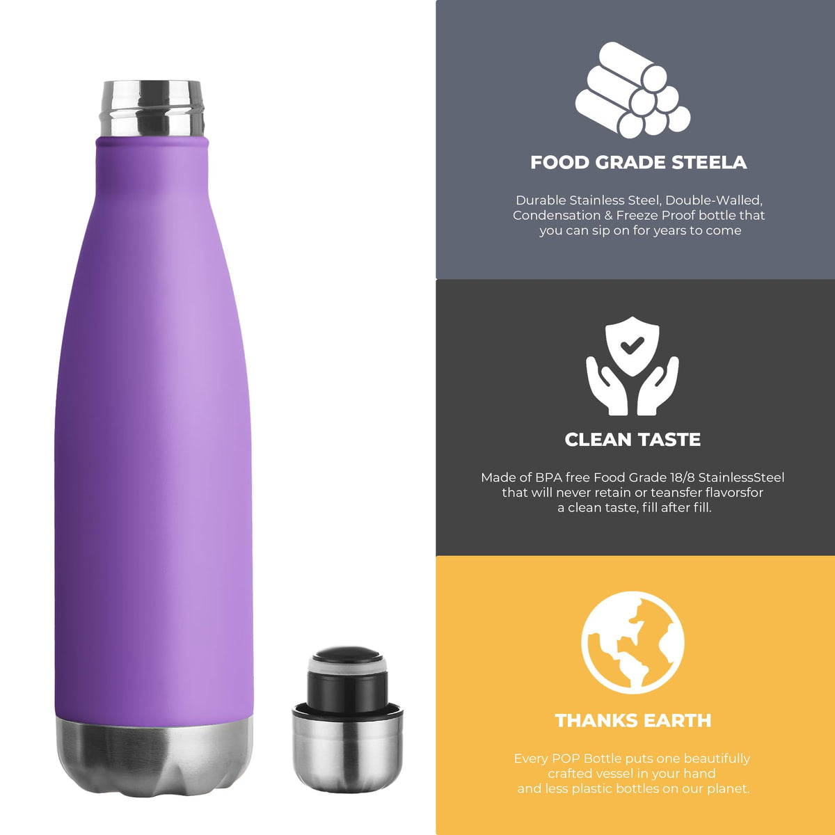 17oz Sport Water Bottle Vacuum Insulated Stainless Steel Leak