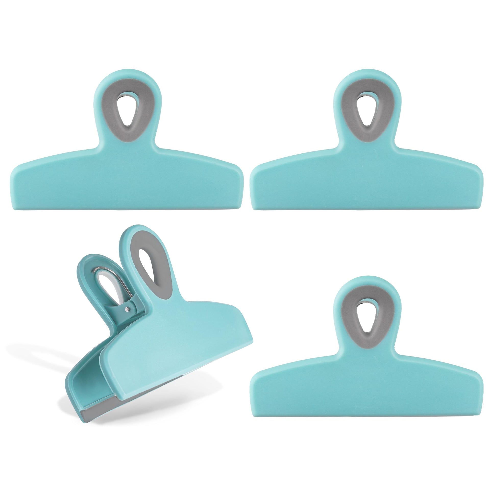 Bag Clips Heavy Duty Chip Clip and Refrigerator Magnet for Food Storage with Air Tight Seal Grip (4 Count)
