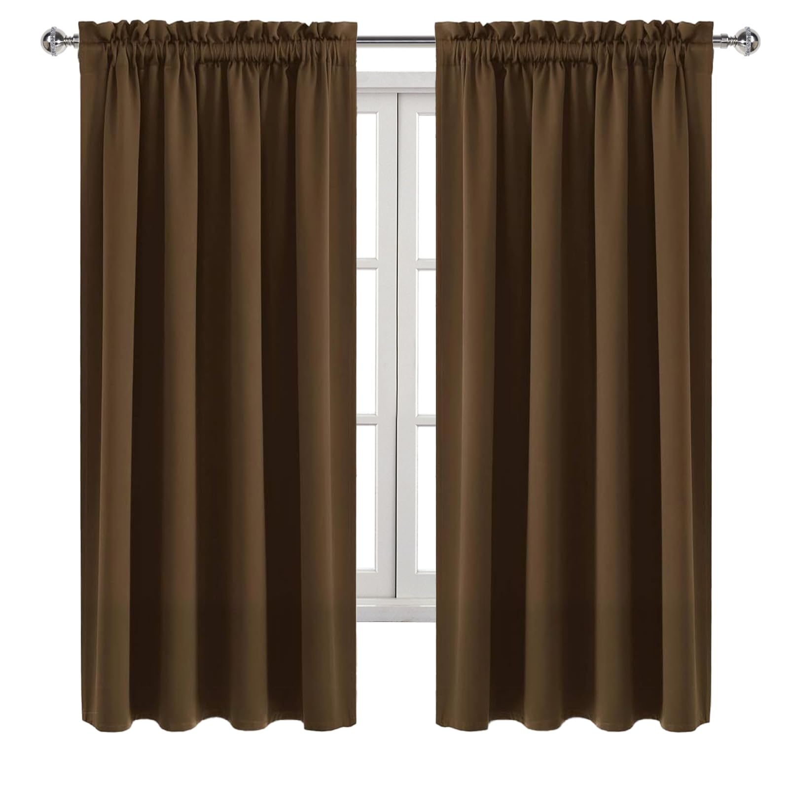 Blackout Curtains for Bedroom Living Room 52 x 63 Inch Long Brown (2 Count)