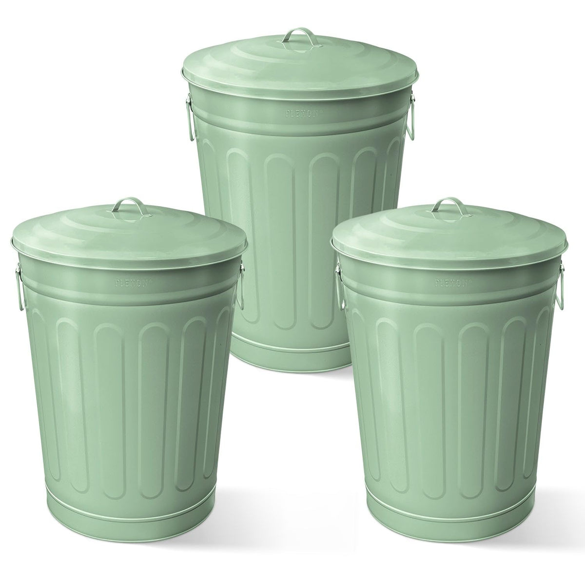 13 Gallon Metal Trash Can with Lid Outdoor Vintage Trash Can Steel Retro Garbage Can for Kitchen Farmhouse Rustic Bird Seed Storage Pet Food Cute Bucket (3 Count)
