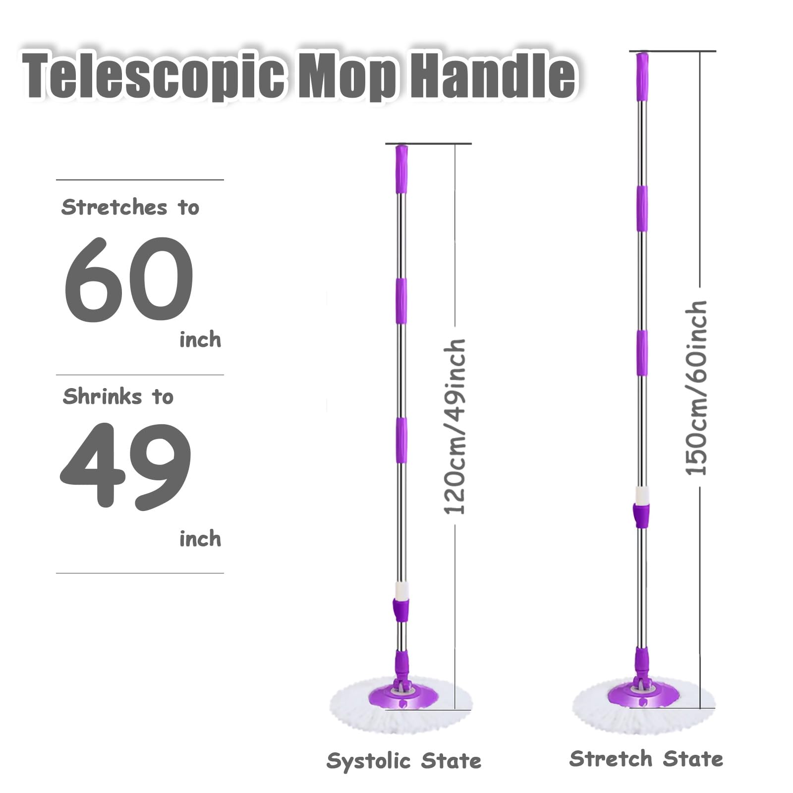 Extended Spin Mop Replacement Mop Handle