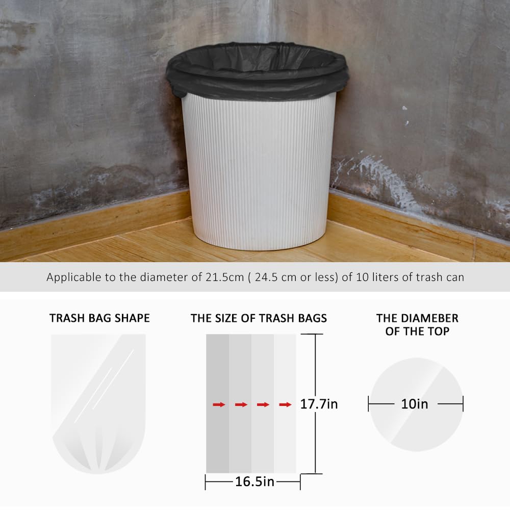 Small Black Trash Bags 2 Gallon 170 Counts Garbage Bags by Teivio