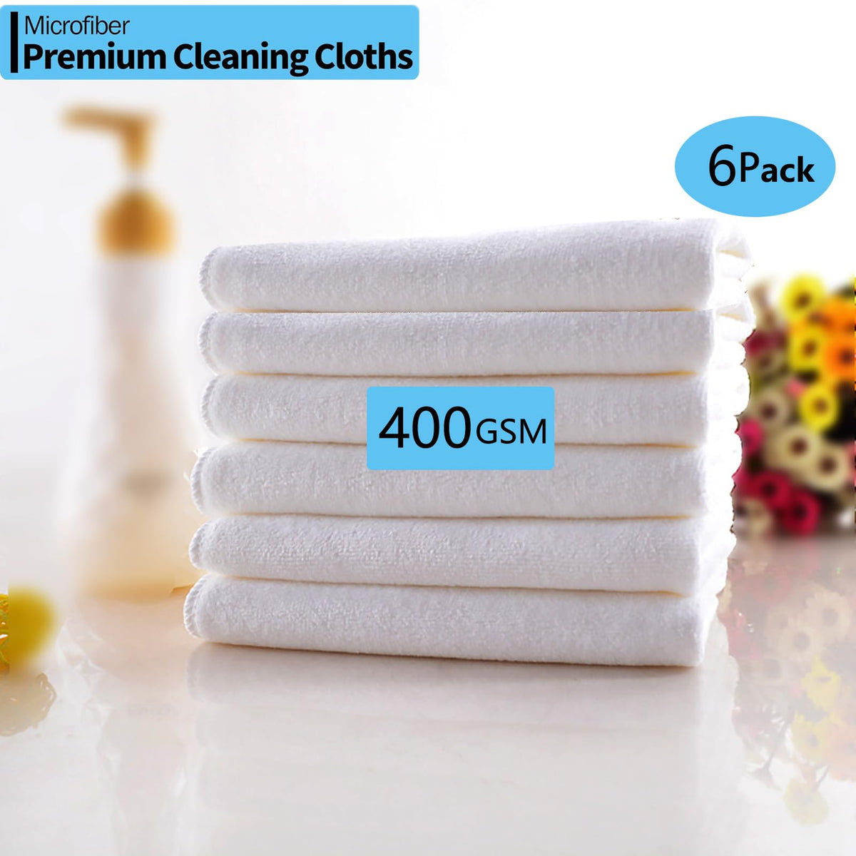 400 GSM Premium Microfiber Cleaning Cloths (6 Count)