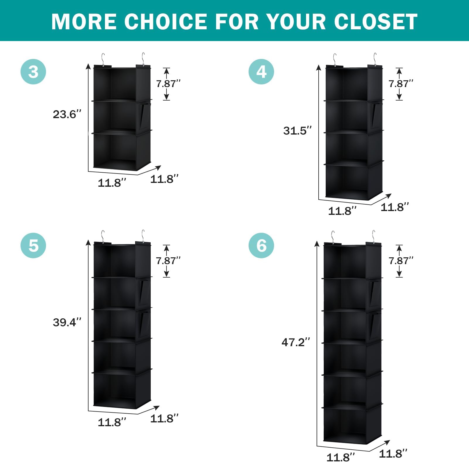Hanging Closet Organizer and Storage for Clothes (5 Shelves)
