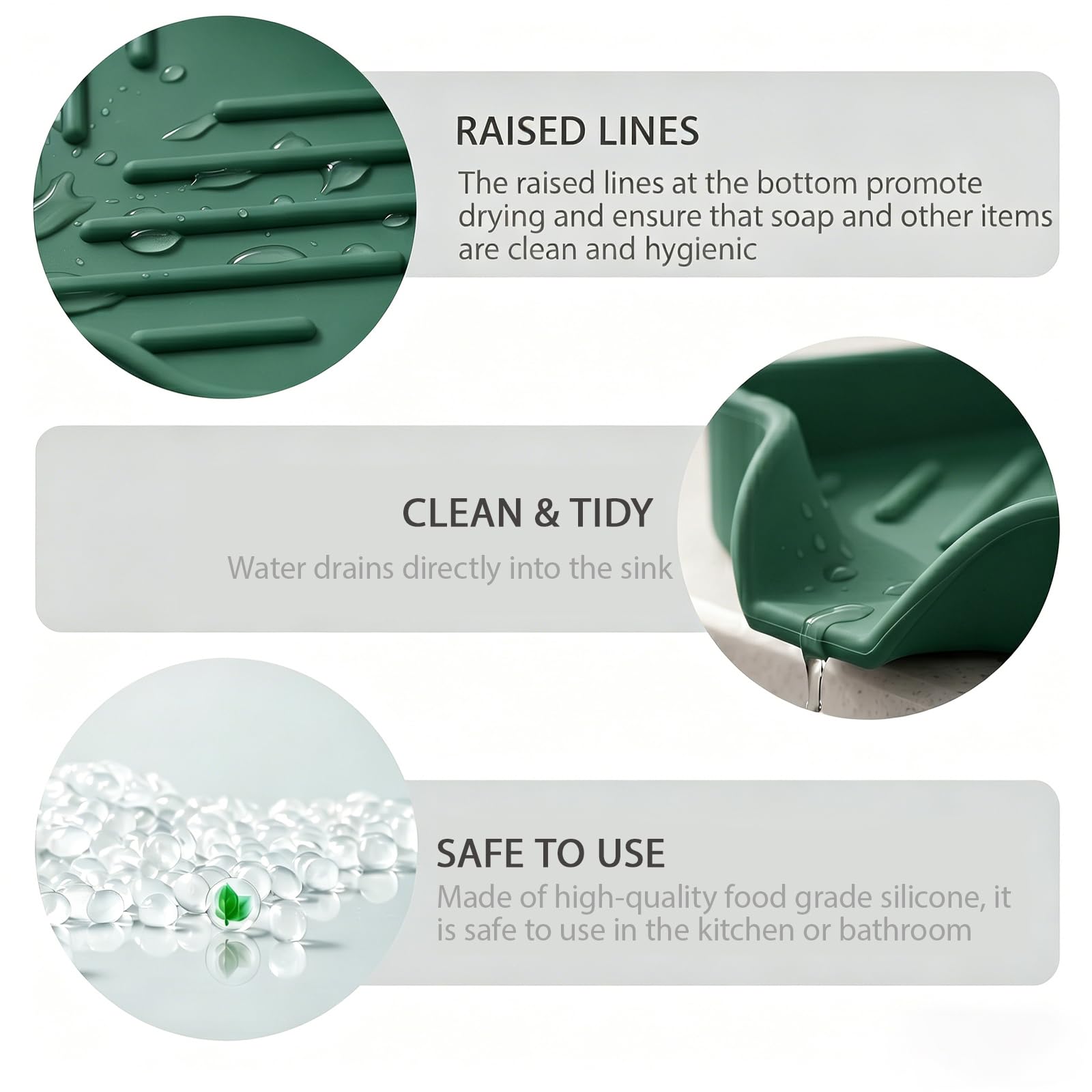 Silicone Soap Dish with Drain Spout