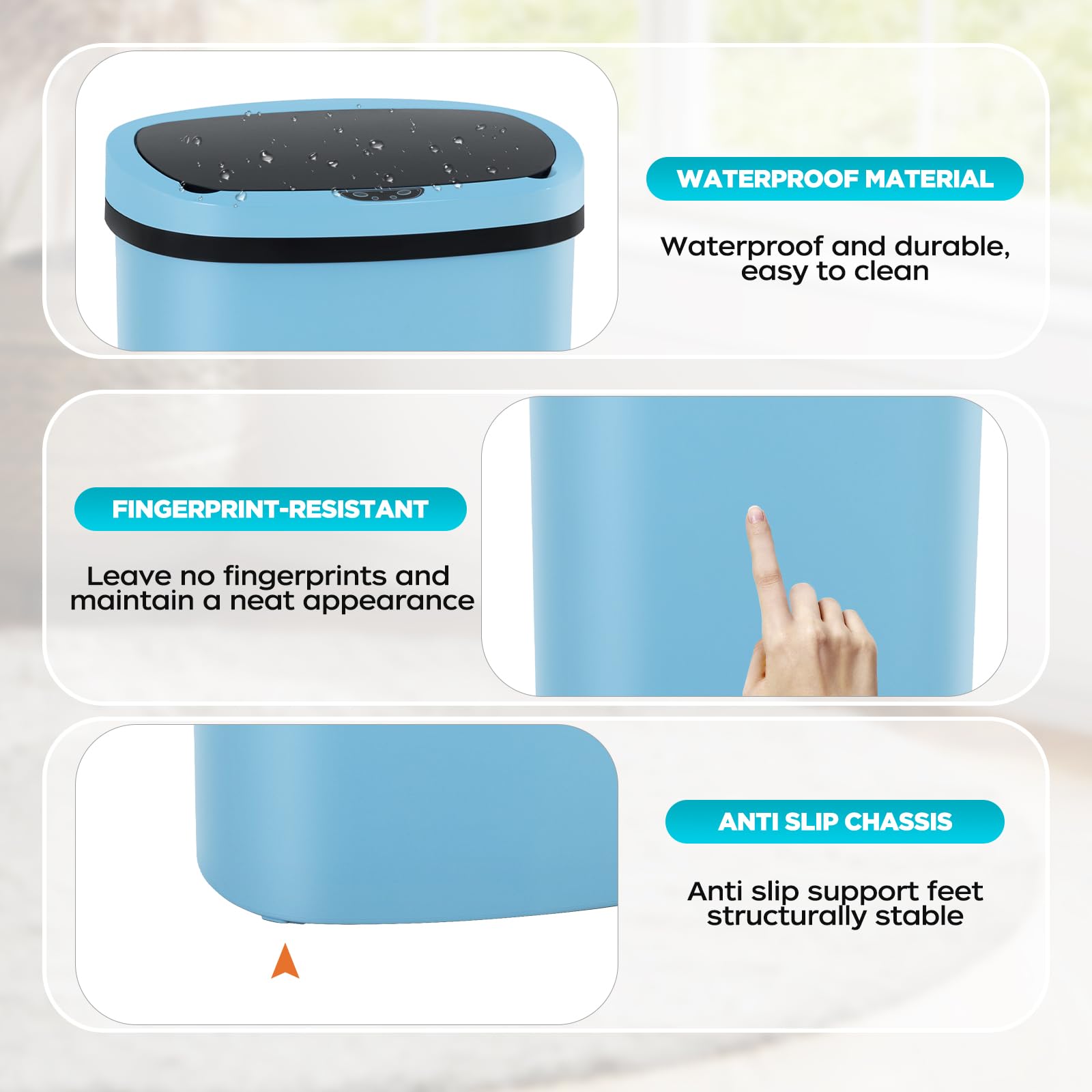 Automatic Motion Sensor Bathroom Trash Can with Lid
