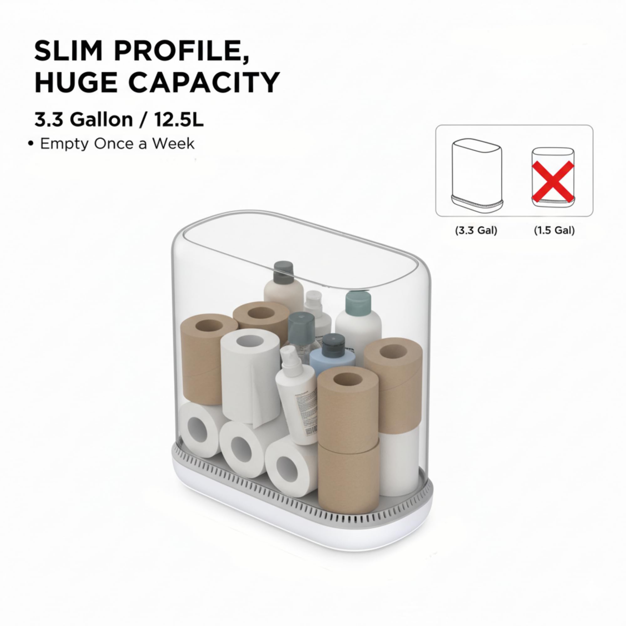 Dog Proof 3.3 Gal Slim Bathroom Trash Can with Locking Lid