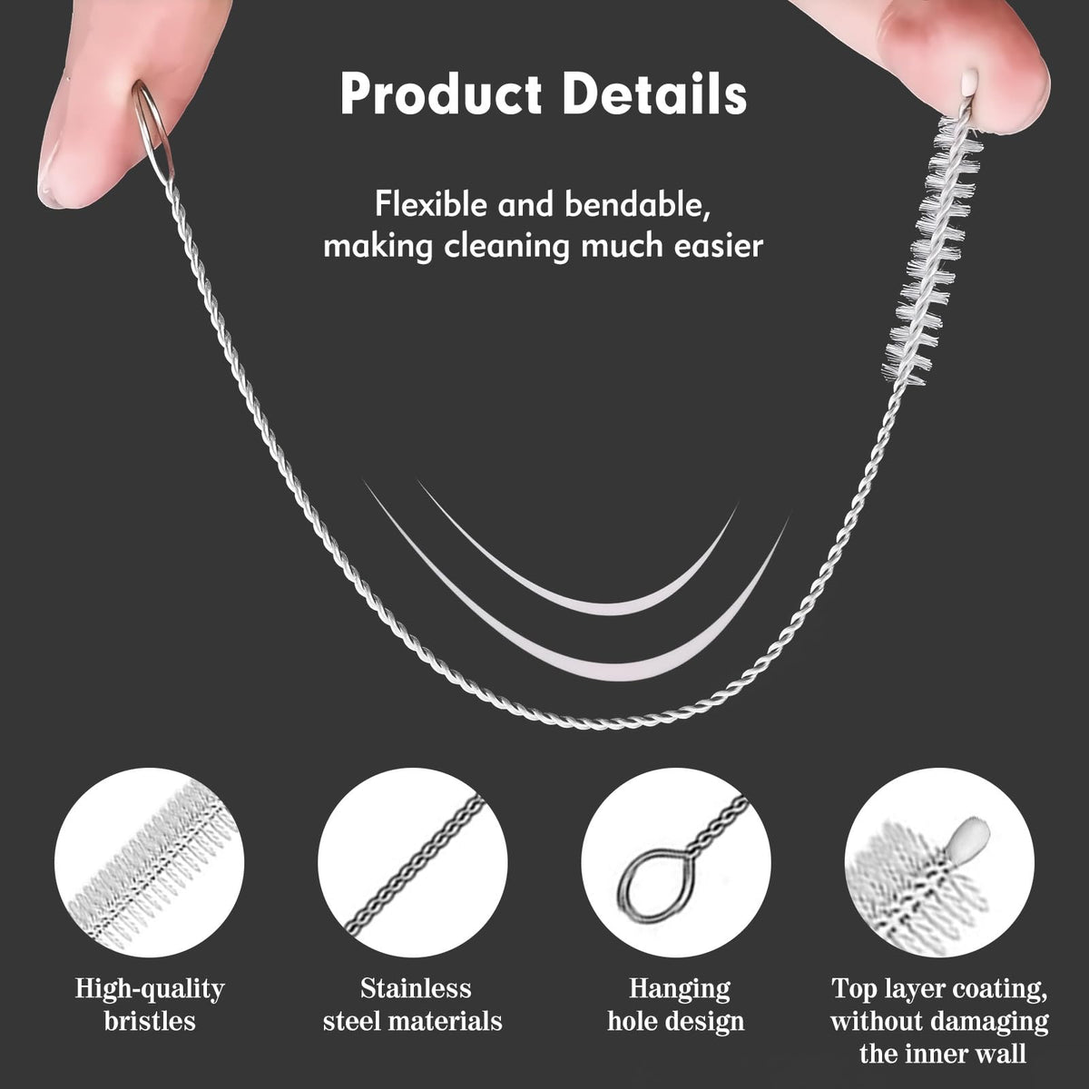18 Pack Extended Handle Straw Cleaner Brushes (18 Count)