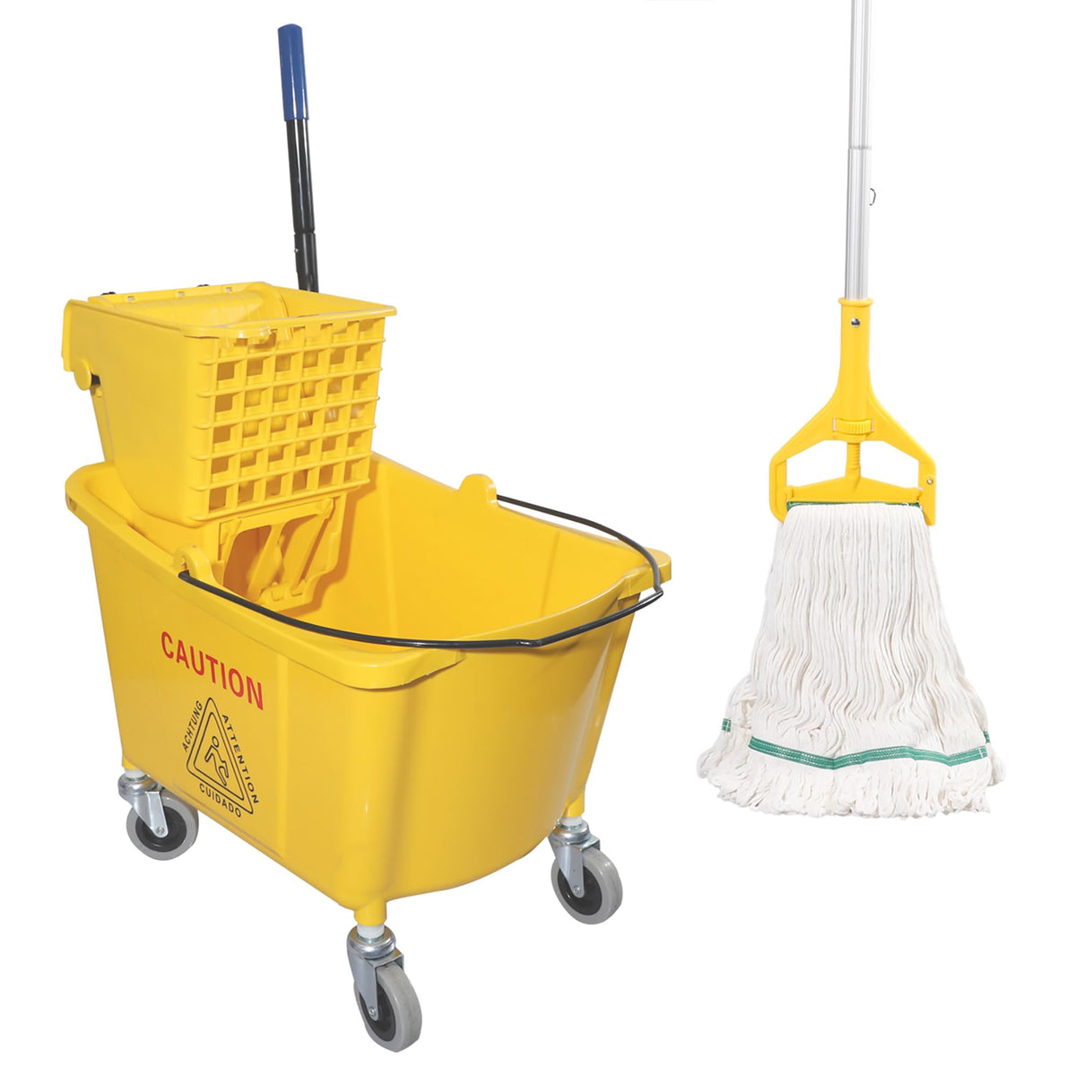Commercial Mop Bucket with Side Press Wringer on Wheels